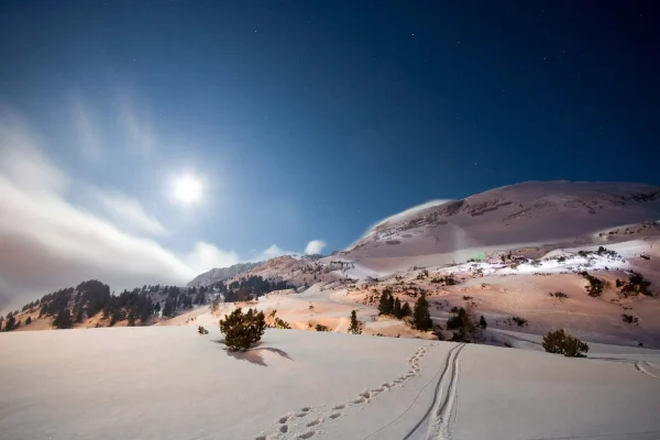 Skipisten Obertauern bei Nacht